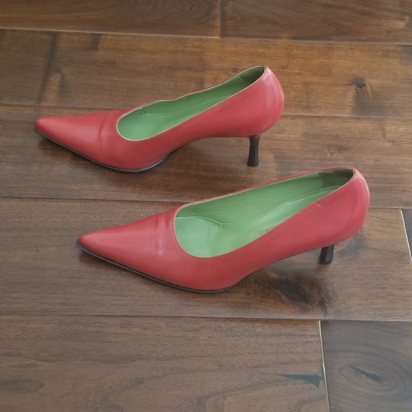 FABIO RUSCONI Red Leather Pointy Toe Pump - Size 5 - Picture 11 of 11